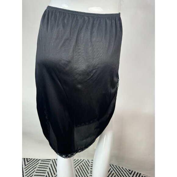 Vintage Vanity Fair Black Half Slip Size Small With Lace Trim & Elastic Waist - Picture 7 of 16